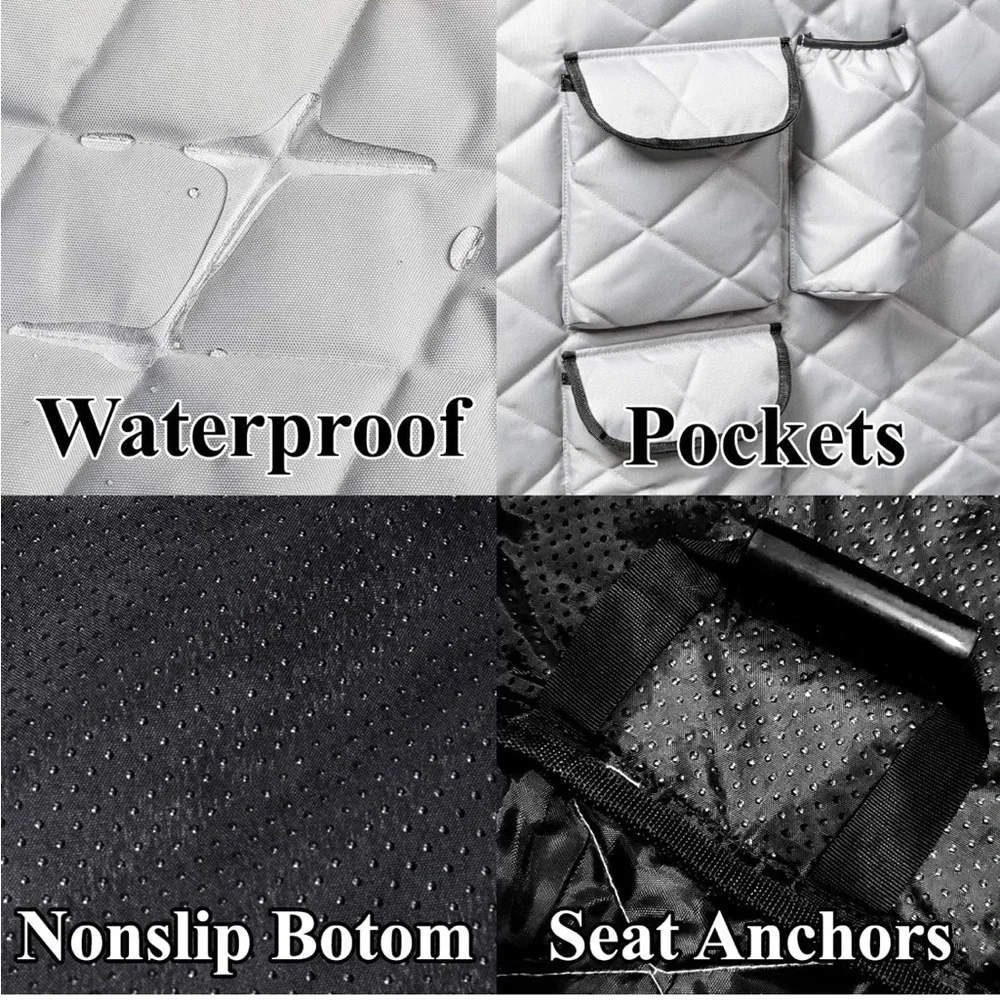 Gray Quilted Dog BackSeat‎ Cover Hammock